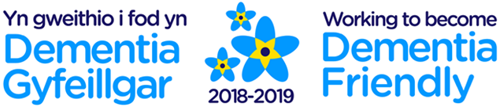 Logo for working to become dementia friendly 2018 to 2019